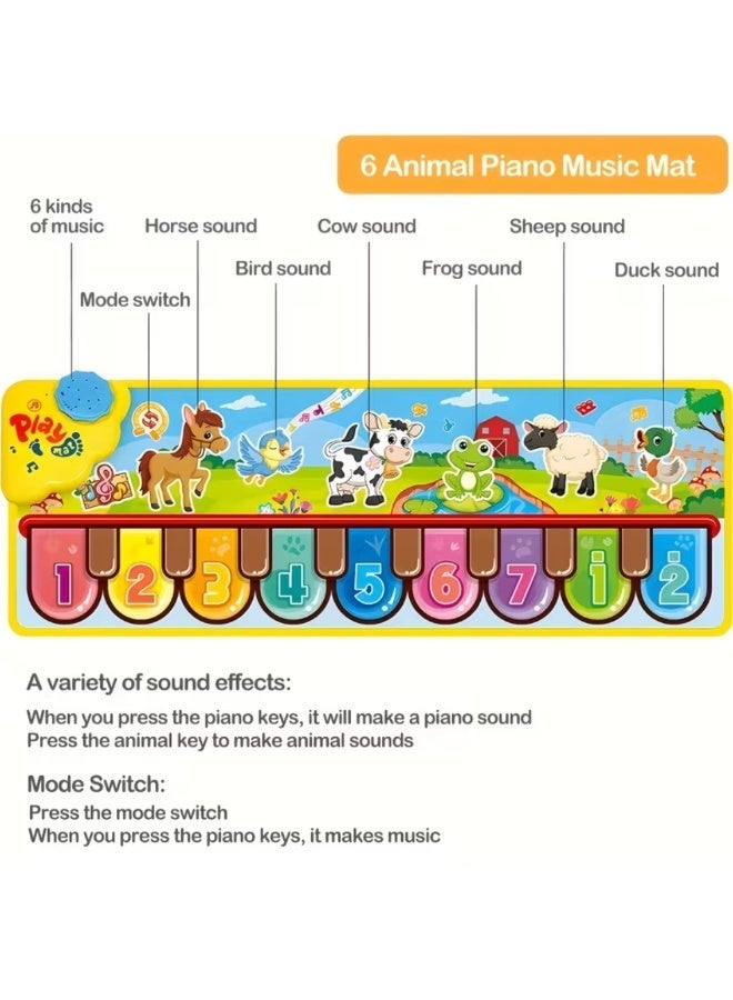 Interactive Musical Playmat with 25 Animal Sounds & Dance Features - Colorful PVC Piano Keyboard Touch Blanket for, Early Learning & Fun Family Bonding Activity, Perfect Gift for Boys and, Family Fun Time | Colorful Floor Mat | Safe for - Image 3